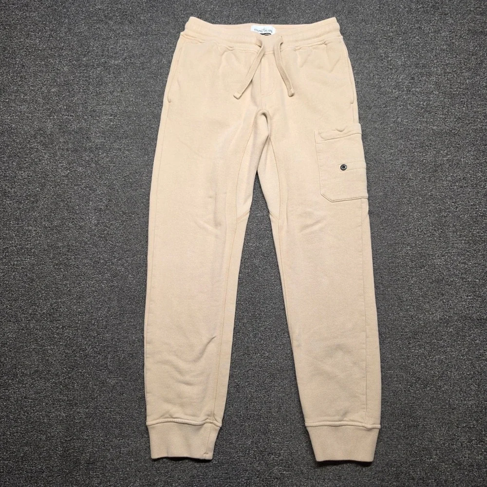 Stone Island Brushed Fleece Sweatpants Beige Men Small Cargo Jogger Slim Fit Tan